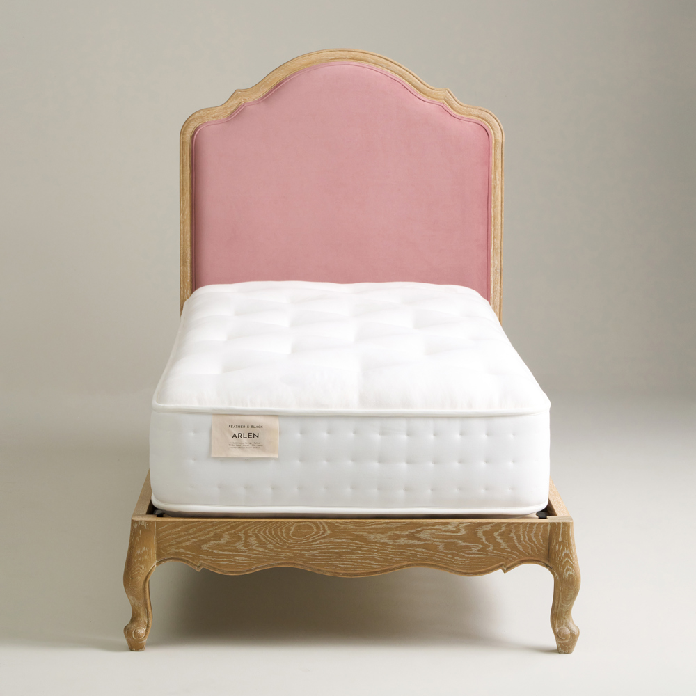 Sienna Beau Velvet Bed, Weathered Oak / Pink, Single